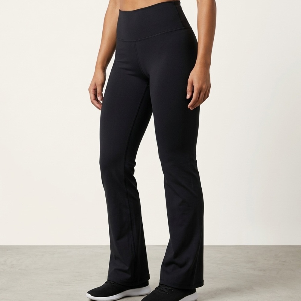 Essential Black Flare Leggings High Waisted Yoga Pants Medium Athleisure